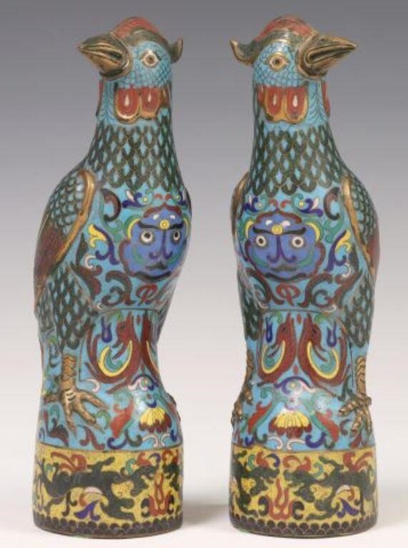 (2) CHINESE CLOISONNE ENAMEL BIRD