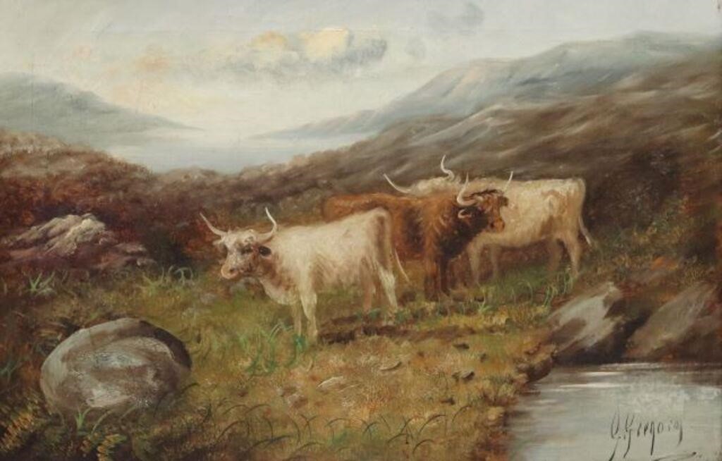 SIGNED G. GREGORY HIGHLAND CATTLE OIL