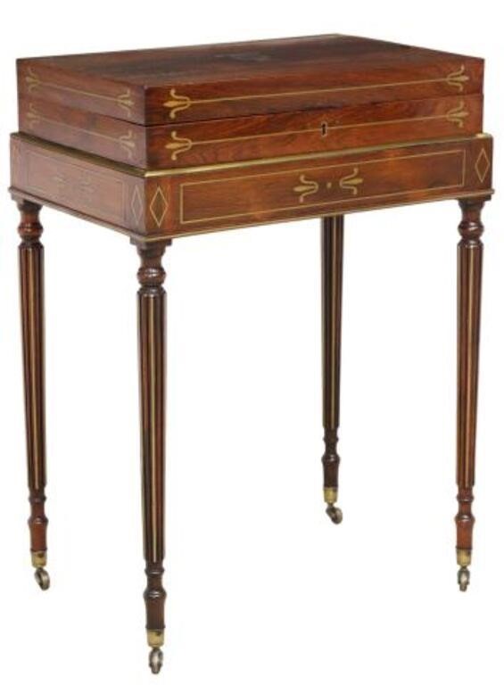 ENGLISH REGENCY BRASS-INLAID ROSEWOOD