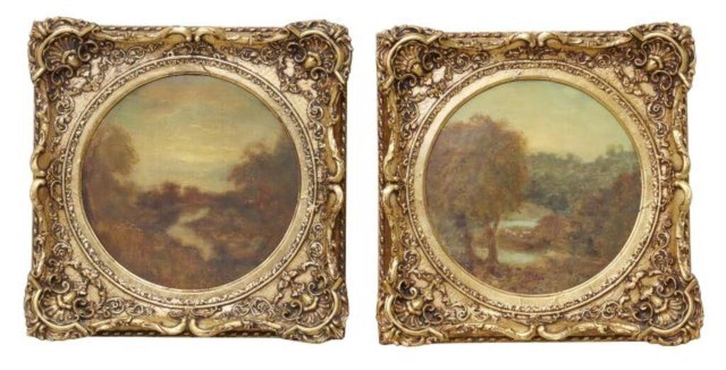  2 GILT FRAMED OIL ON CANVAS LANDSCAPE 2f7431