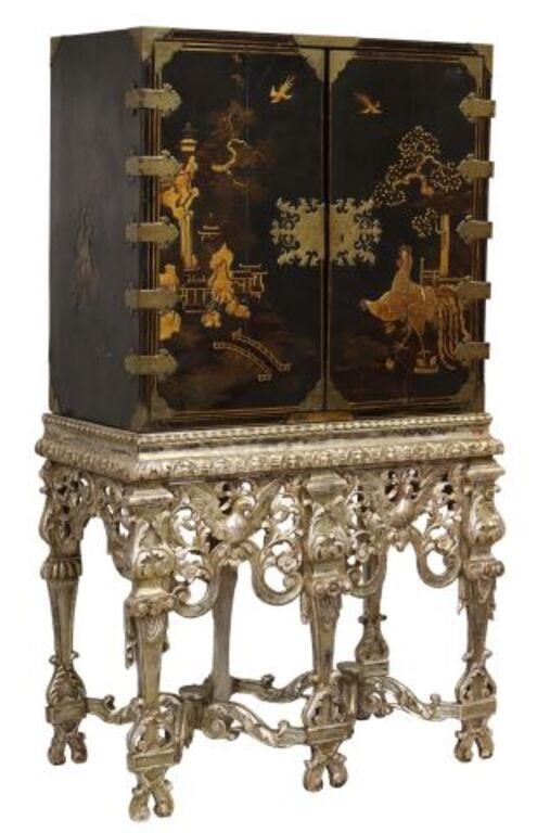 WILLIAM MARY STYLE JAPANNED CABINET ON STANDWilliam 2f7451