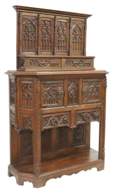 FRENCH GOTHIC REVIVAL CARVED OAK 2f7456