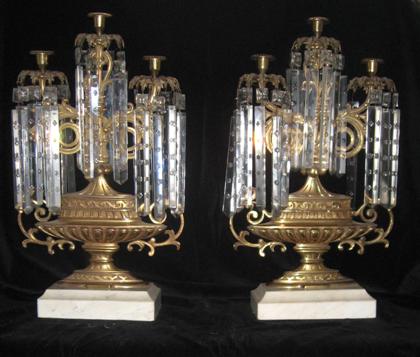 Pair of brass and marble girandoles 4bb0a