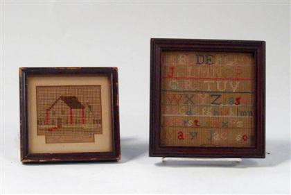 Two woolwork samplers    mid-19th