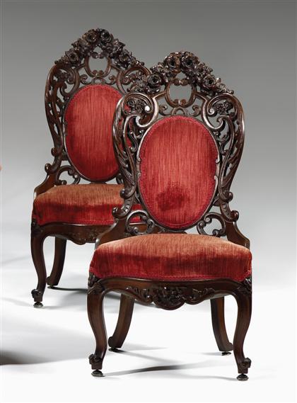 Pair of Rococo revival rosewood