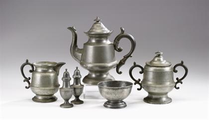 Group of six assorted pewter items