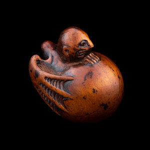 A Japanese Wood Netsuke of Hatching