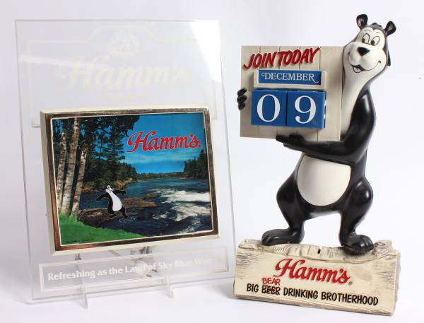 VINTAGE HAMMS BEER SIGN AND CALENDAR