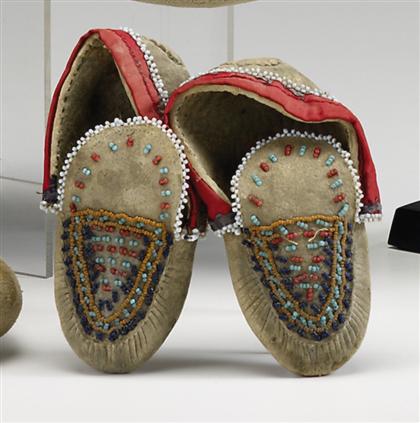 Pair of beaded hide Native American