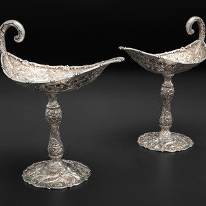 A Pair of American Repousse Silver