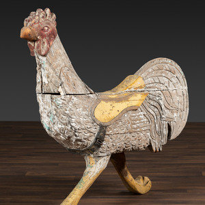 A Carved and Painted Wood Rooster