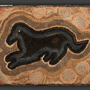 An American Hooked Rug with Black