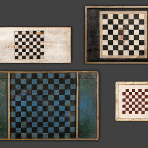 Four Decorated Wood Game Boards Late 2f566c