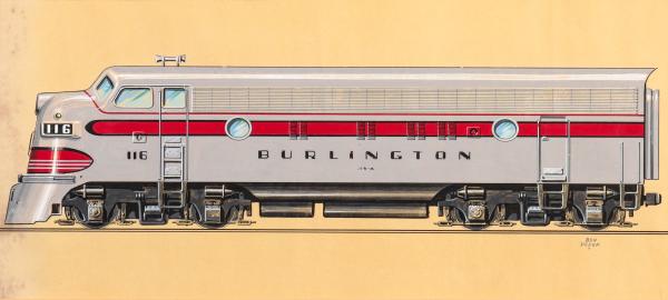 A BURLINGTON ROUTE F3 LOCOMOTIVE 2f5698