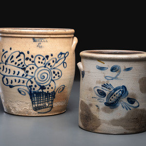 Two Cobalt Decorated Stoneware