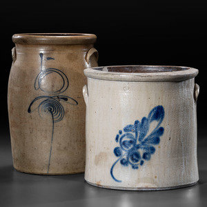 Two Cobalt Decorated Stoneware