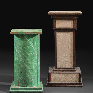 Two Faux Marble Painted Wood Pedestals 20th 2f56dd