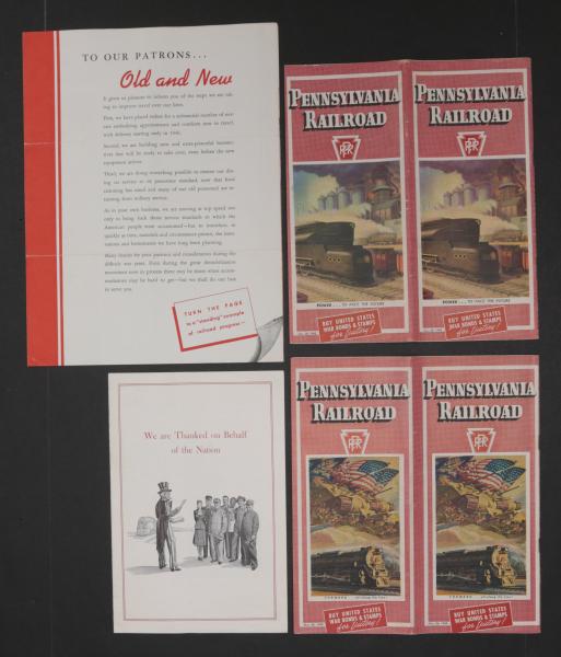 13 PIECES OF PENNSY RR MENUS AND 2f5772