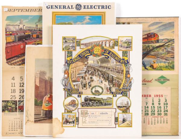 FIVE RAILROAD CALENDARS AND PRINTS