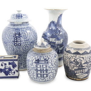 Five Chinese Blue and White Porcelain