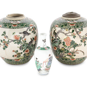 Three Chinese Famille Verte Porcelain