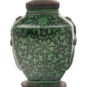 A Chinese Black Ground Green Enameled 2f5813