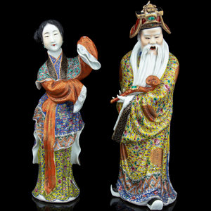 Two Chinese Famille Rose Porcelain Immortal