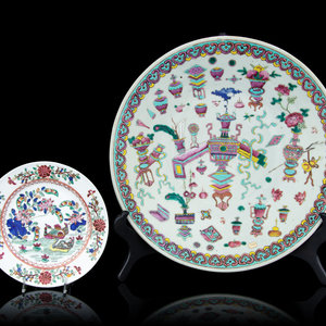 Two Famille Rose Porcelain Plates late 2f5829