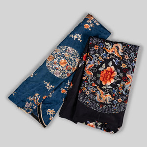 Two Chinese Embroidered Silk Panels Late 2f5842