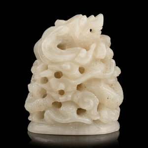 A Chinese Carved White Jade Finial
Height