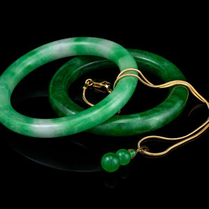 Two Chinese Jadeite Bangles and 2f584d