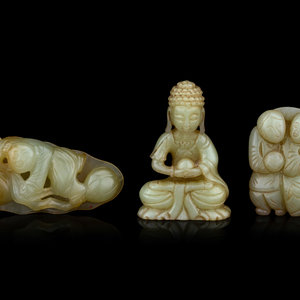 Three Chinese Jade Figural-Form