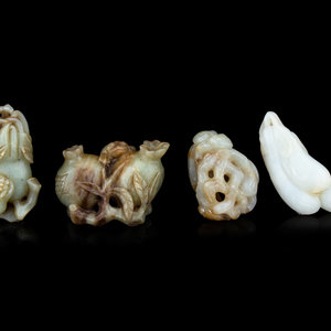 Four Chinese Jade 'Fruit' Carvings
Length