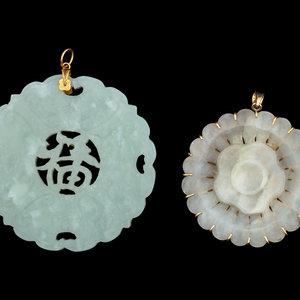 Two Chinese Carved Jade Floriform 2f5850