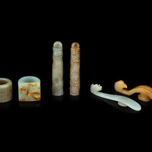 Six Chinese Carved Jade Articles Length 2f585a