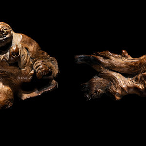 A Pair of Chinese Carved Root Wood