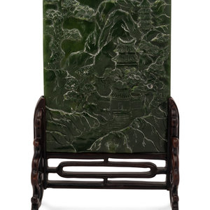 A Chinese Spinach Jade Inset Hardwood 2f5884