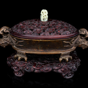 A Chinese Bronze Incense Burner Height 2f589f