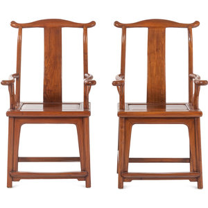 A Pair of Chinese Elmwood Armchairs,