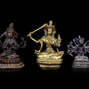 Three Sino-Tibetan Bronze Figures
Height