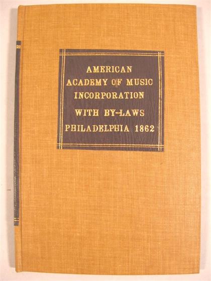 1 vol.   American Academy of Music.