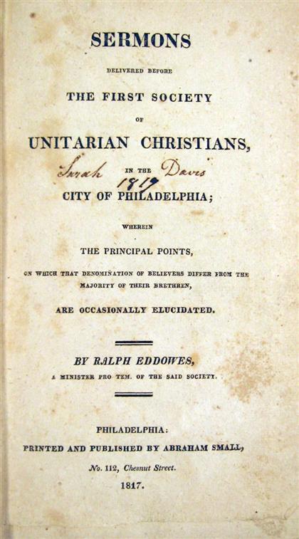 1 vol.  Eddowes, Ralph. Sermons