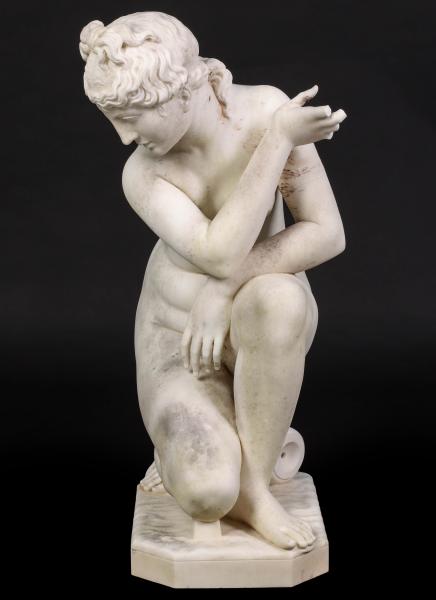 PIETRO BARZANTI (1895-1898) MARBLE CROUCHING