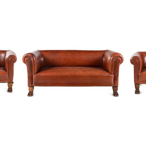 A Leather-Upholstered Mahogany