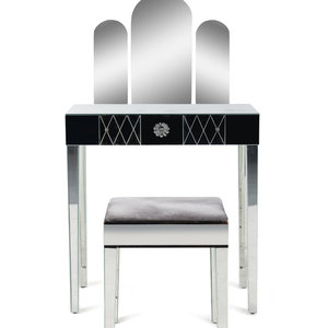 A Mirrored Dressing Table and Stool 20th 2f59f1