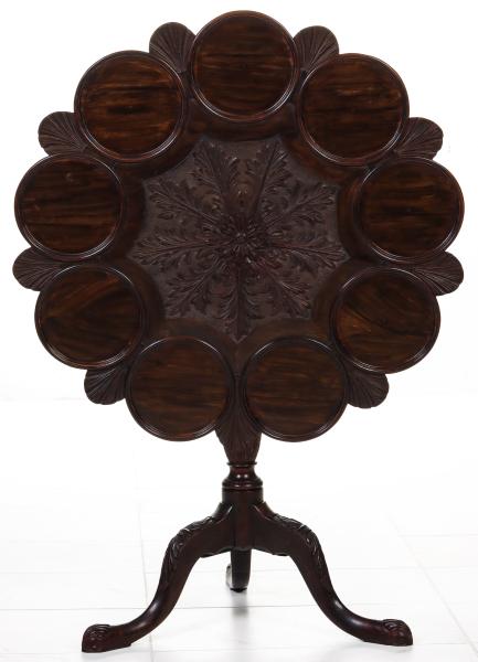 A FINE GEORGIAN CARVED MAHOGANY TILT