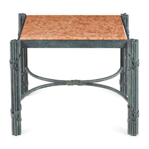 A Patinated Metal Marble-Top Table
20th