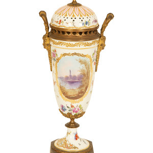 A Sevres Style Gilt Metal Mounted
