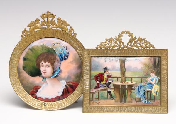 TWO CIRCA 1900 FRENCH ENAMEL ON COPPER