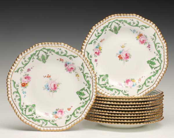 TWELVE FINE HAND PAINTED WEDGWOOD SERVICE